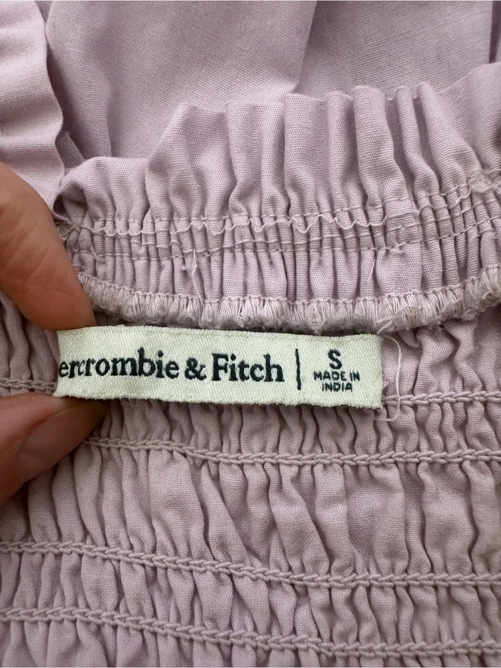 Abercrombie & Fitch Lavender Lilac Smocked Tiered Maxi Dress Pockets Cottagecore